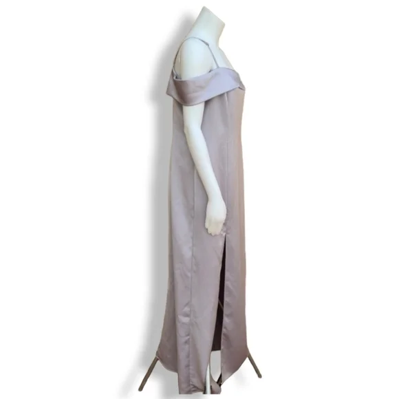 HALSTON HERITAGE Column Floor Length Gown 12 Champagne Draped Formal Prom Bridal - Picture 6 of 16